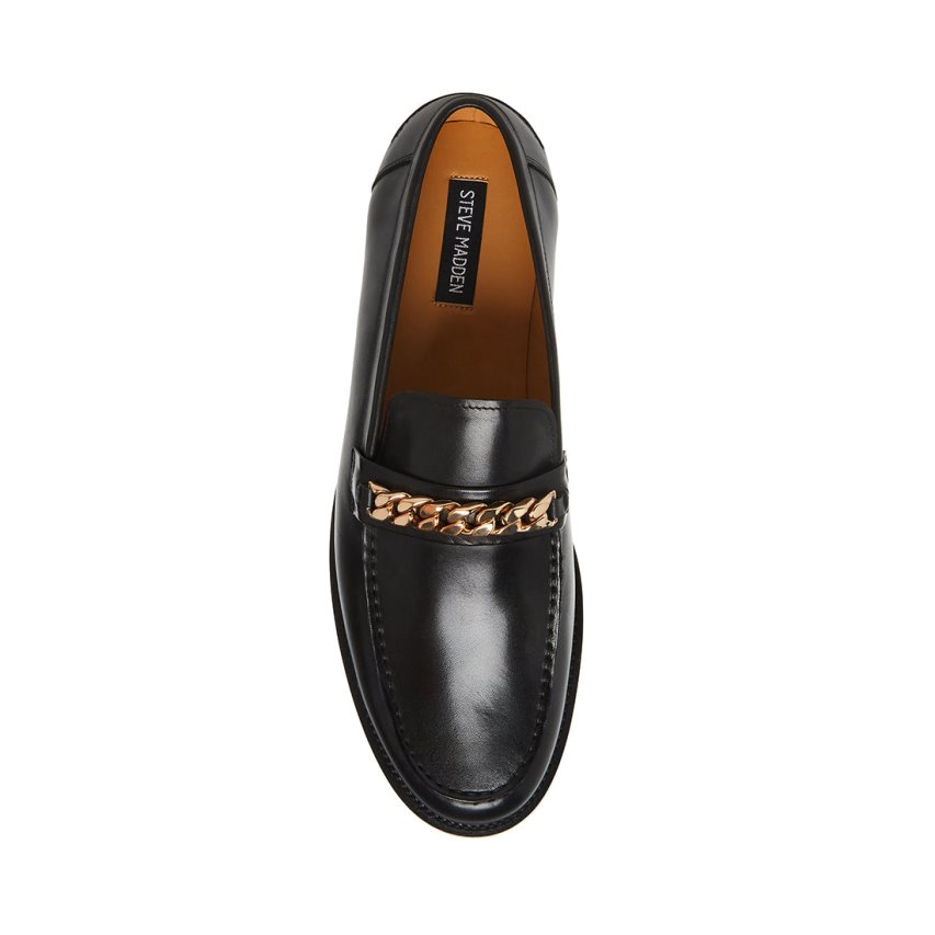 Black Steve Madden Wallace-c Leather Men's Loafers | PH 5384XCA